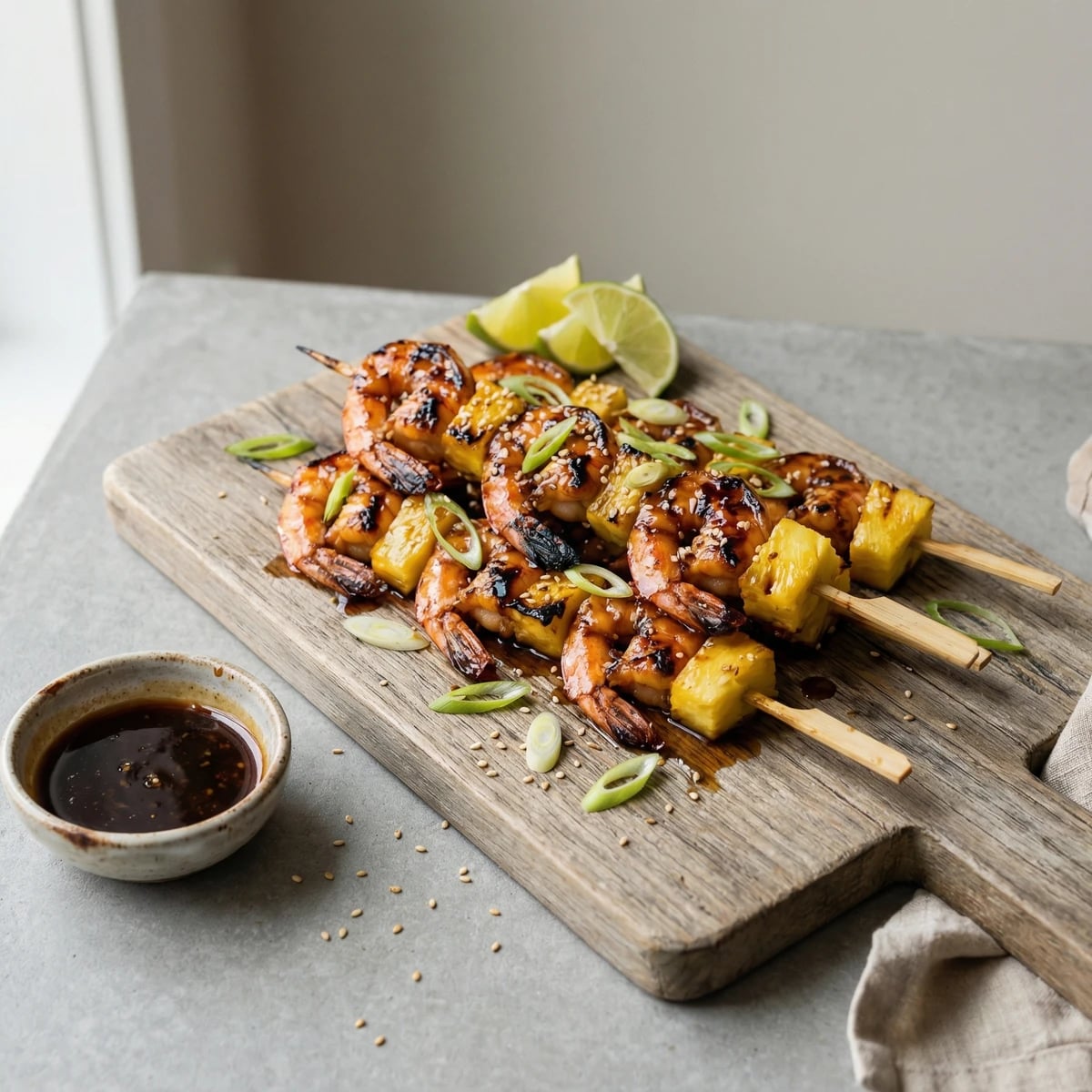 Grilled Shrimp and Pineapple Skewers with Teriyaki Glaze